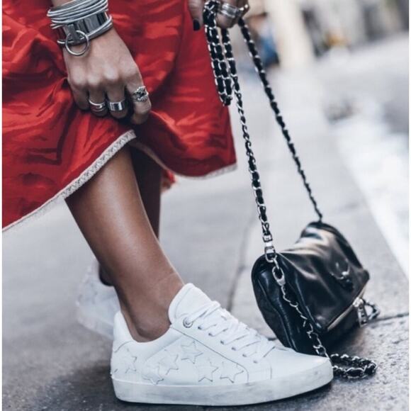 Zadig & Voltaire ZV1747 Smooth Calfskin Star Sneakers Size 40/ 9 US - Picture 1 of 9